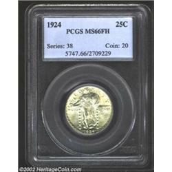 1924 25C MS66 Full Head PCGS. One of numerous impressive 1924 Quarters in this sale, this premium qu