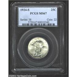 1924-S 25C MS67 PCGS. A spectacular coin in all regards, and one of the finest '24-S Quarters extant