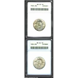 1925 25C MS63 Full Head ANACS, lovely speckled honey-gold patina, boldly struck and attractive with.