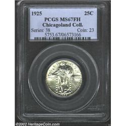 1925 25C MS67 Full Head PCGS. Completely brilliant with pristine surfaces that are ablaze with satin