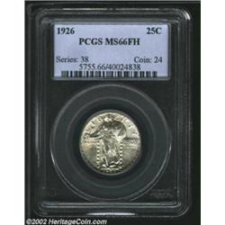 1926 25C MS66 Full Head PCGS. Speckles of golden-brown color pay occasional visits to the centers. A