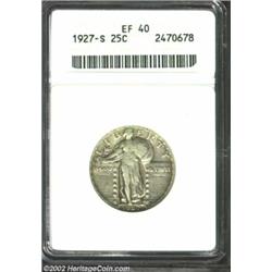 1927-S 25C XF40 ANACS. A pleasing, problem-free example of this scarce date. Important notice: We ex