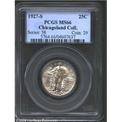 1927-S 25C MS66 PCGS. A scintillating, essentially untoned Gem that dazzles the viewer with frosty l