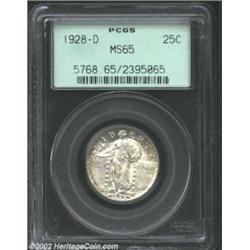 1928-D 25C MS65 PCGS. A sprinkle of light spots on the obverse preclude a higher grade, a nice speci