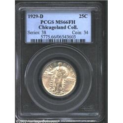 1929-D 25C MS66 Full Head PCGS. Lightly toned in soft golden hues, with frosted features that are es