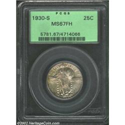 1930-S 25C MS67 Full Head PCGS. A bold striking that is exceptionally frosty beneath delicate lilac.