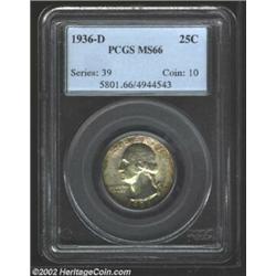 1936-D 25C MS66 PCGS. An important key date from the early Washington Quarter series, the 1936-D is.