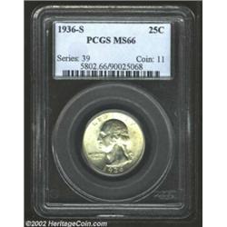 1936-S 25C MS66 PCGS. Well struck with attractive lustrous surfaces, this is one of the more difficu