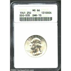 1941 25C MS66 ANACS. Well struck, frosty and lustrous, this is a premium example of this World War 2