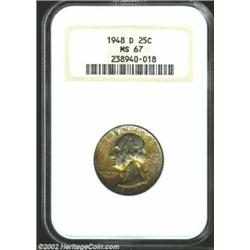 1948-D 25C MS67 NGC. This coin is in as high a grade as NGC or PCGS has certified. Superb in all res