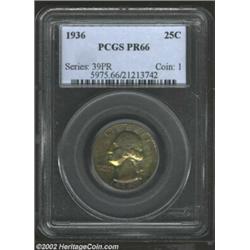 1936 25C PR66 PCGS. Deep hues of rainbow toning are noted on both sides of this Gem. Important notic