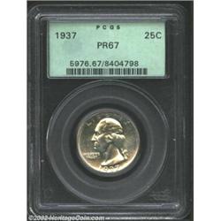 1937 25C PR67 PCGS. With fully brilliant and attractive surfaces, this is an appealing example of th