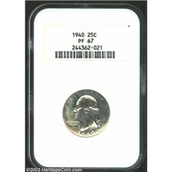 1940 25C PR67 NGC. This coin possesses attractive, unblemished surfaces with a slight degree of ambe