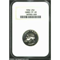 1950 25C PR65 Cameo NGC. A delightful example of this Proof issue with Cameo frosted devices and att