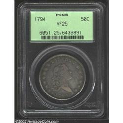 1794 50C VF25 PCGS. O-101a, R.4. Most easily distinguished by the 10-11 berry arrangement on the rev