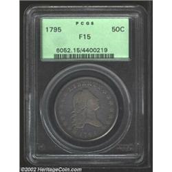 1795 50C Fine 15 PCGS. O-122, R.5. A scarcer die pairing that is the only 9 x 8 berry arrangement wi