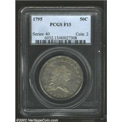 1795 50C Fine 15 PCGS. O-109, R.4. Variegated gray shades overlay both sides of this well worn survi