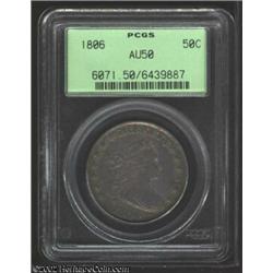 1806 50C Pointed 6, No Stem AU50 PCGS. O-109, R.1. Boldly struck, being noticeably sharper than the.