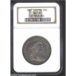 1807 50C Draped Bust AU58 NGC. O-105, R.2. This is an exceptionally well preserved example for the i