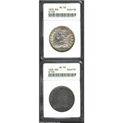1813 50C AU50 ANACS, O-103, R.2, attractive with peripheral golden-brown color and abundant bright l