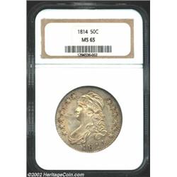 1814 50C MS65 NGC. O-109, R.2. Al Overton lists a single MS65 example as the finest 1814 O-109 Cappe