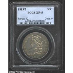 1815/2 50C XF45 PCGS. O-101, R.2. The earlier die state of the only known variety of the key date 18