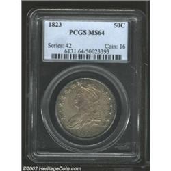 1823 50C MS64 PCGS. O-103, R.2. Sharply struck, except on the upper right obverse stars, the surface