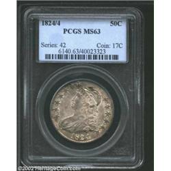 1824/4 50C MS63 PCGS. O-109, R.2. Tied with several other pieces at the lower end of the Condition C