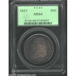 1827 50C Square Base 2 MS64 PCGS. O-107, R.3. A mid-Condition Census example with the C.C. listed in