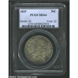 1829 50C MS64 PCGS. O-105, R.1. Antique golden-gray toning dominates the outward appearance on the o