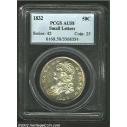 1832 50C AU58 PCGS. O-118, R1. This example is sharply struck and fully lustrous. It gives the initi