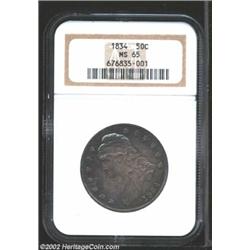 1834 50C Small Date, Small Letters MS65 NGC. O-115, R.2. This is the finest known example of the O-1