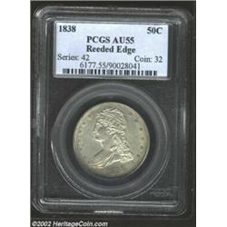 1838 50C AU55 PCGS. Only a hint of wear is noted on this splendid two-year type coin. Important noti