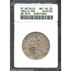 1842-O 50C Reverse of 1839--Scratched--ANACS, XF Details, Net VF30. One might miss the scratches at.