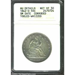 1842-O 50CSmall Date, Reverse of 1842--Corroded, Tooled, Whizzed--ANACS. AU Details, Net VF30. Most.