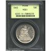 1843 50C MS61 PCGS. Although not of a low mintage, this issue is conditionally rare in Mint State. S