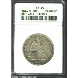 1844-O 50C Doubled Date XF45 ANACS. FS-001, WB-103. This variety is technically a repunched date, as