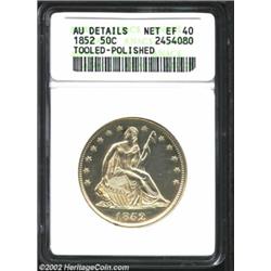 1852 50C--Tooled, Polished--ANACS. AU Details, Net XF40. Only 77,130 pieces were produced in this ye