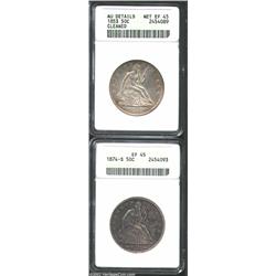 1853 50C Arrows and Rays--Cleaned--ANACS, AU Details, Net XF45, overall, not a bad coin displaying s