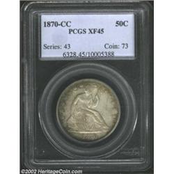 1870-CC 50C XF45 PCGS. The first of two high grade circulated '70-CC Halves in this sale, this Choic