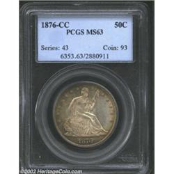 1876-CC 50C MS63 PCGS. This coin is attractively toned a light amber-olive around its periphery, and