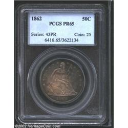 1862 50C PR65 PCGS. Seldom do we offer an 1862 Seated Half that combines high technical quality with