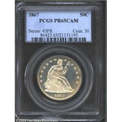 1867 50C PR65 Cameo PCGS. Not only is the proof 1867 a conditionally challenging issue that is diffi