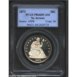 1873 50C No Arrows PR66 Deep Cameo PCGS. One would be hard pressed to find survivors of this proof 1