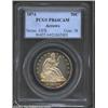 Image 1 : 1874 50C Arrows PR64 Cameo PCGS. Thin rings of cobalt-blue and reddish-russet patination encircle bo