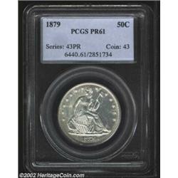 1879 50C PR61 PCGS. Fully brilliant and nicely mirrored. This coin has a lot of flash for the grade.