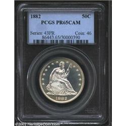 1882 50C PR65 Cameo PCGS. Untoned save for the palest suggestions of golden-gray iridescence at the.