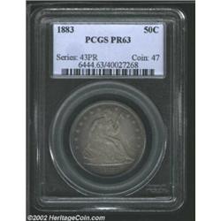 1883 50C PR63 PCGS. A well struck piece that has clean surfaces and deep apple-green and gold patina