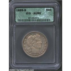 1899-S 50C AU50 ICG. The 1899-S is a scarcer issue in AU and better condition. This piece is well de