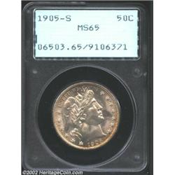 1905-S 50C MS65 PCGS. The 1905-S may not immediately come to mind as a Barber Half Dollar rarity, bu